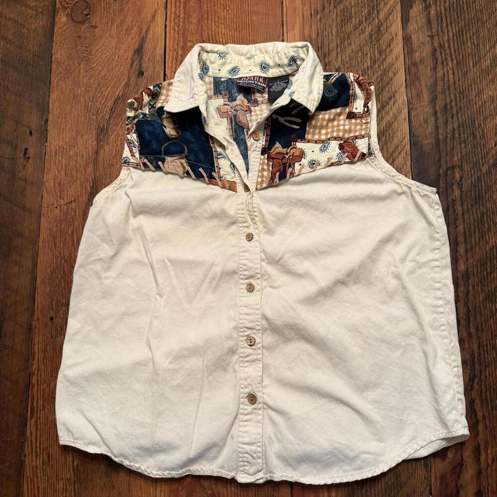 Vintage Ozark Mountain western print top